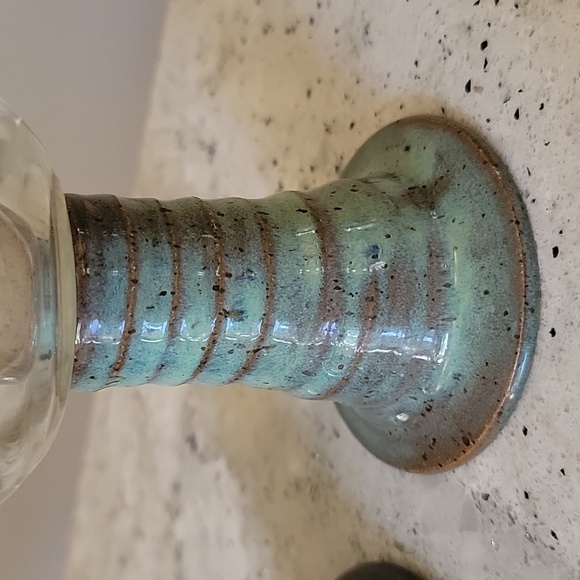 💗 (2) Handmade Ceramic Wine Goblets Glasses Signed 2014 - Picture 3 of 8